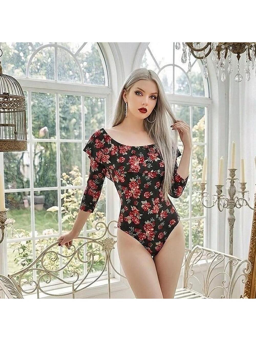 No Comment Women's Black and Multi Bodysuit